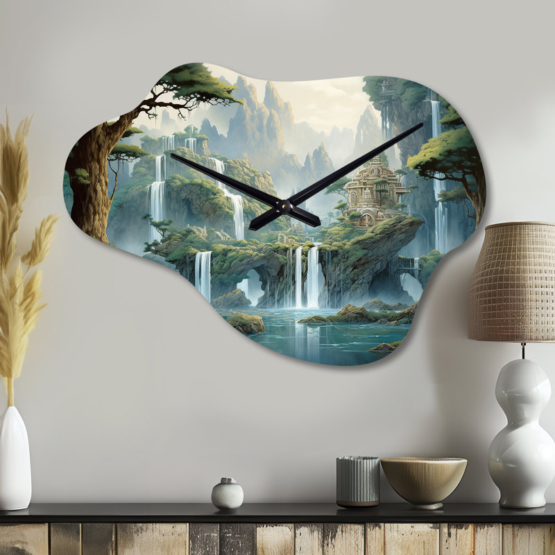 Asian Art Natures Rhythm I - Asian Art Cloud horloge en métal, horloge murale asymétrique, Petit