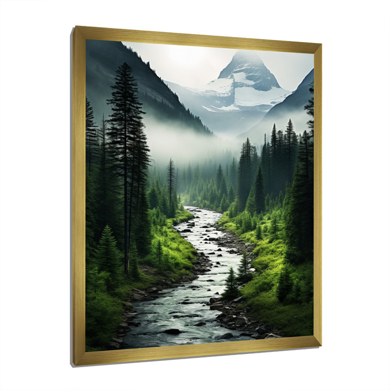 Beedie Canada Misty Morning sur toile, Encadrement doré, H 32 po x l 16 po x P 1 po