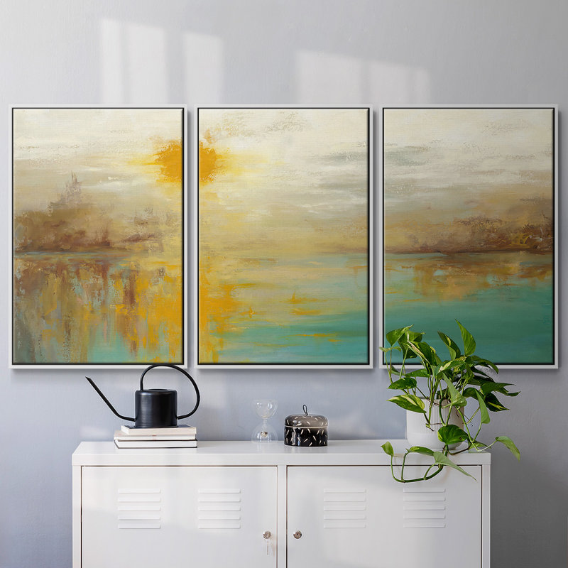 «Last Day of Summer» - Toile encadrée multi-pièces, H 24 po x l 48 po x P 2 po, Blanc