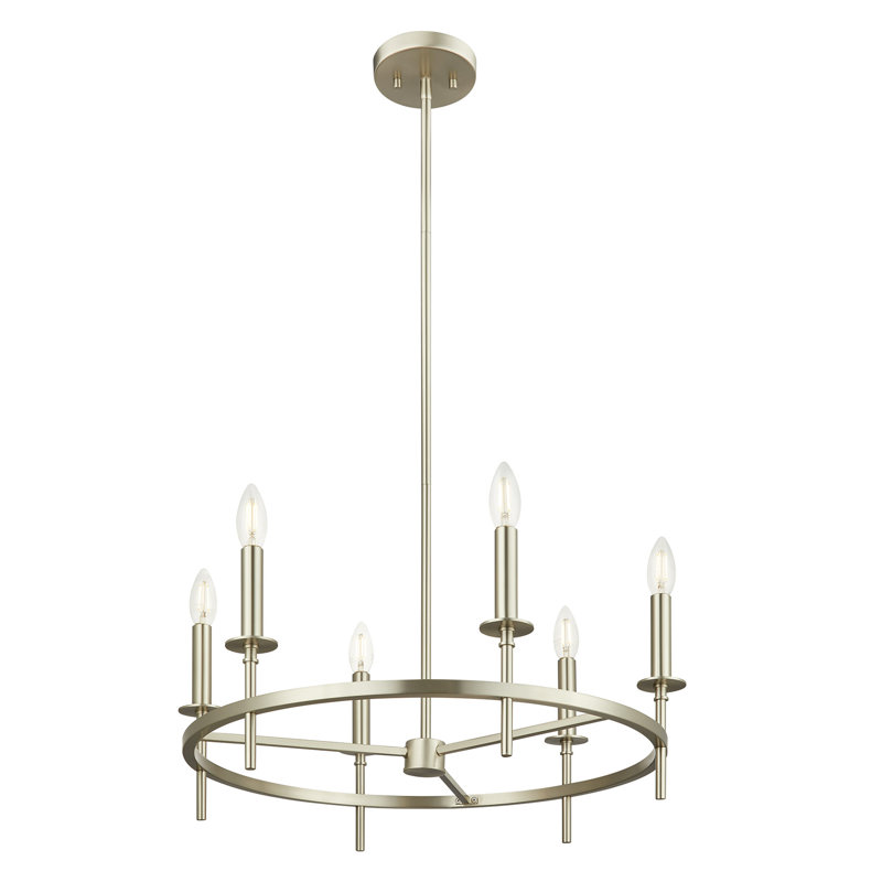 Lustre 6 lumières Kerween, Nickel brossé