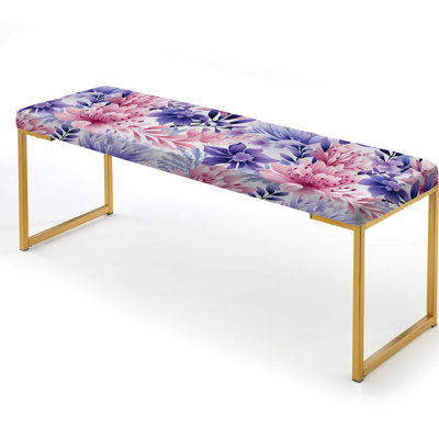 Banc floral rembourré or