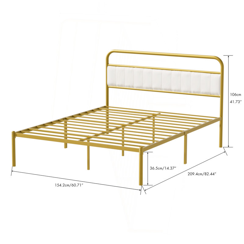 Structure de lit plateforme en acier grand lit avec coussin de tête de lit rembourré en fer et bois réglable pour les hôtels