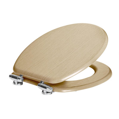 Harbour Housewares - Soft Close Wooden Toilet Seats - Oak Effect