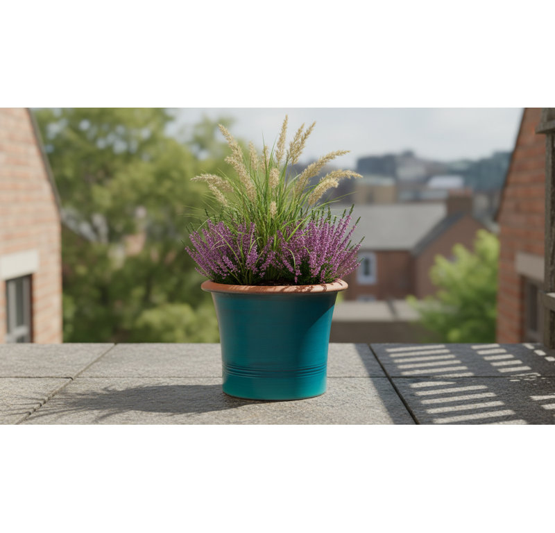 Flared Planter, 34" H x 36" W x 36" D, Turquoise Green/Orange
