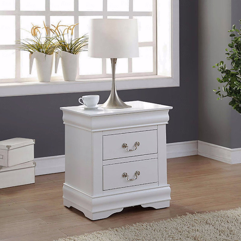 2-Drawer Bedroom Nightstand, White