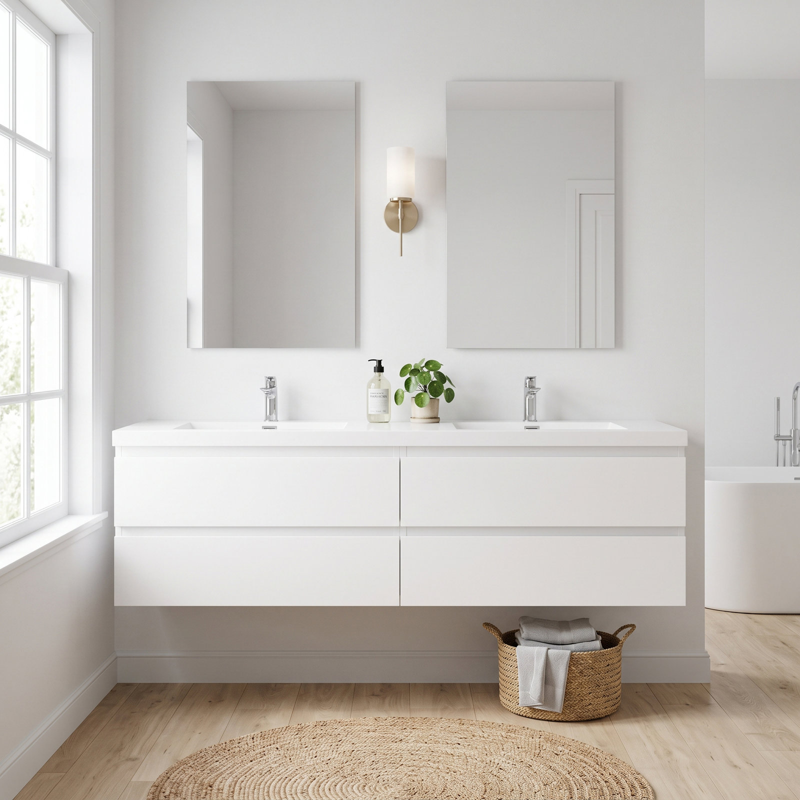 70.87 Double Bathroom Vanity, White