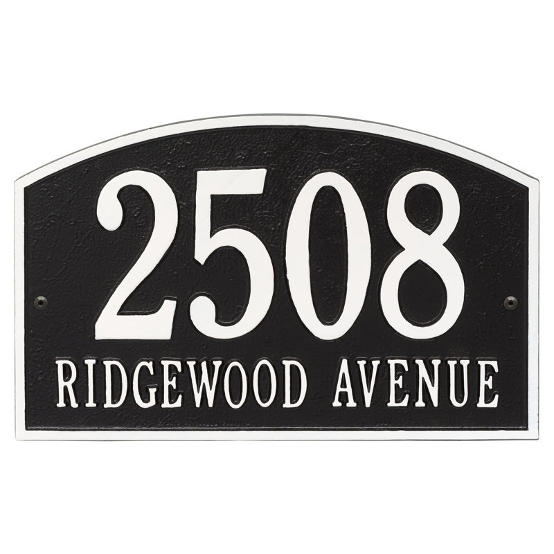 Legacy 2-Line Wall Address Plaque, Black / White, Yes