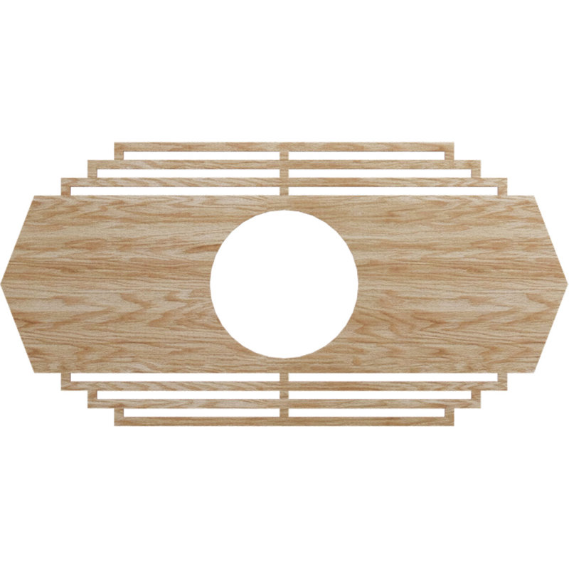 Médaillon de plafond en bois Chrysler, Chêne rouge, H 16 po x l 32 po x P 0,25 po
