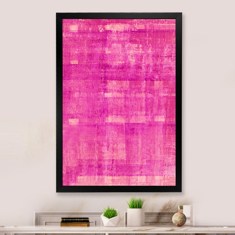 «Pink Abstract Art», peinture d'art moderne et contemporaine sur toile IV, H 20 po x l 12 po x P 1 po, Cadre photo noir