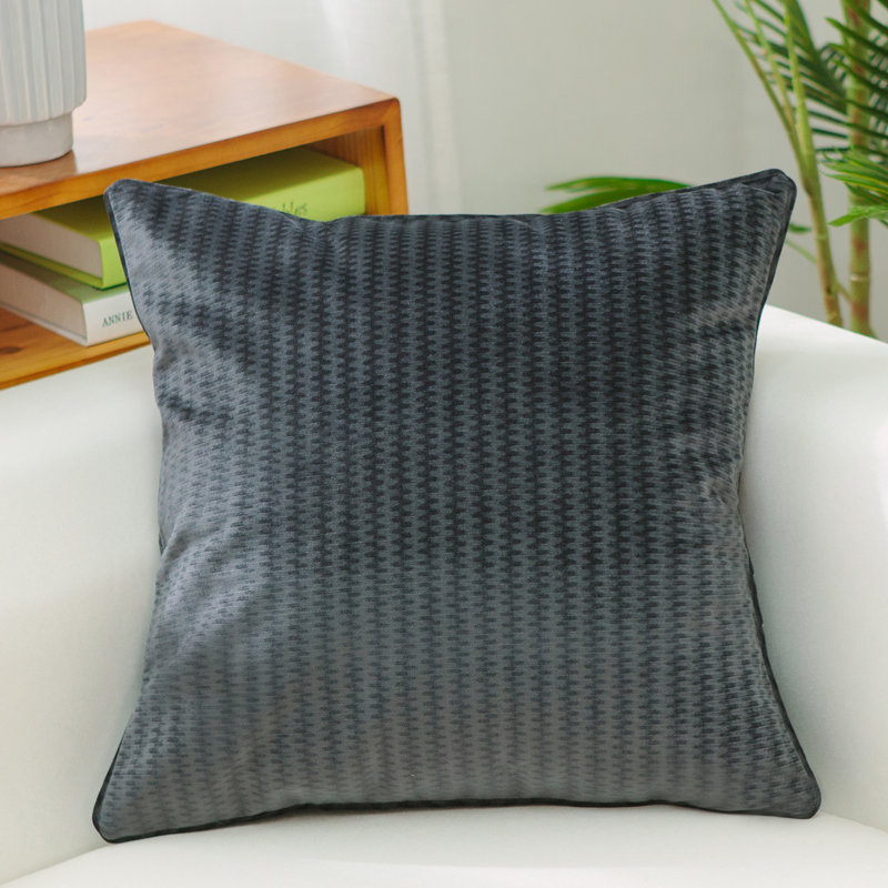  Housse et insert de coussin carré en coton, Bourre en polyester, Noir