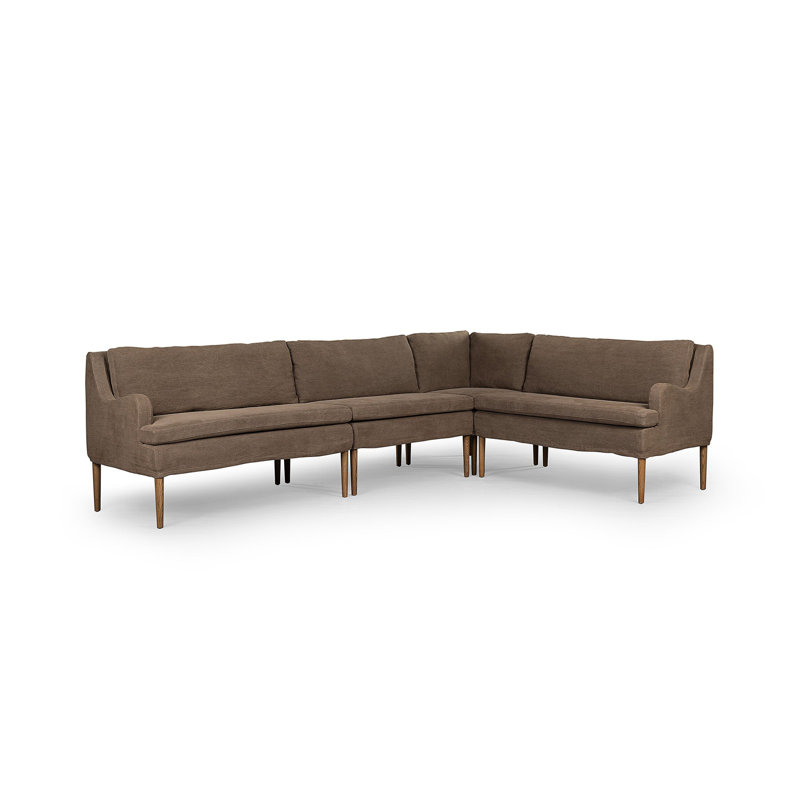 Aurelia 4-Piece Sectional, 34.5" H x 137.5" W x 76" D, Broadway Coffee Linen, Right Hand Facing
