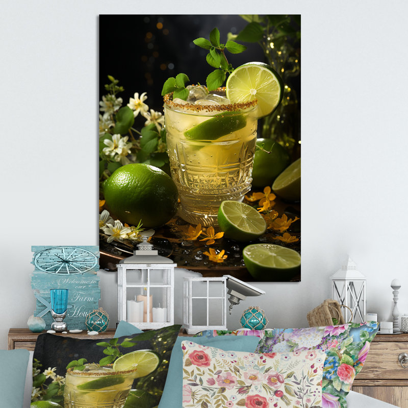 Citrus Margarita Burst Cocktail - Art mural en métal cocktails, H 32 po x l 24 po x P 1 po