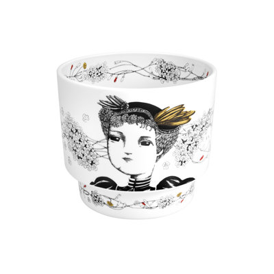 Vase de table en porcelaine Rainhas de Portugal blanc / noir / or 6,1811 po