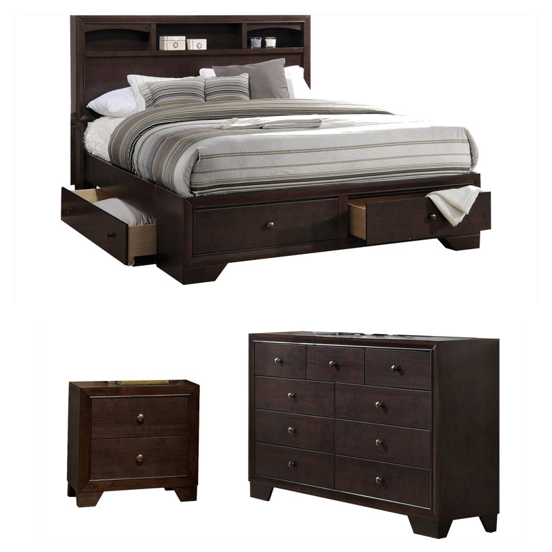Ensemble de chambre configurable avec lit plateforme Aloyzas