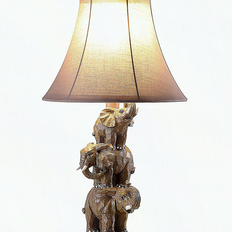 Lampe de table en polyrésine empilée 21 "In Wildlife 3 Elephants