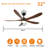 5 Blade Solid Wood 52 Inch Ceiling Fan Light