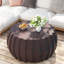 Table basse rectangulaire avec surface résistante à l'eau, faux béton brun chaud, 35,43 pouces de large, pour le salon ou le patio