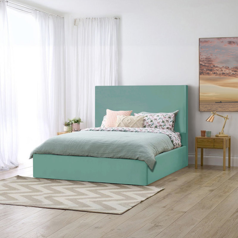 Layth Upholstered Bed, Double (4'6), Duck Egg