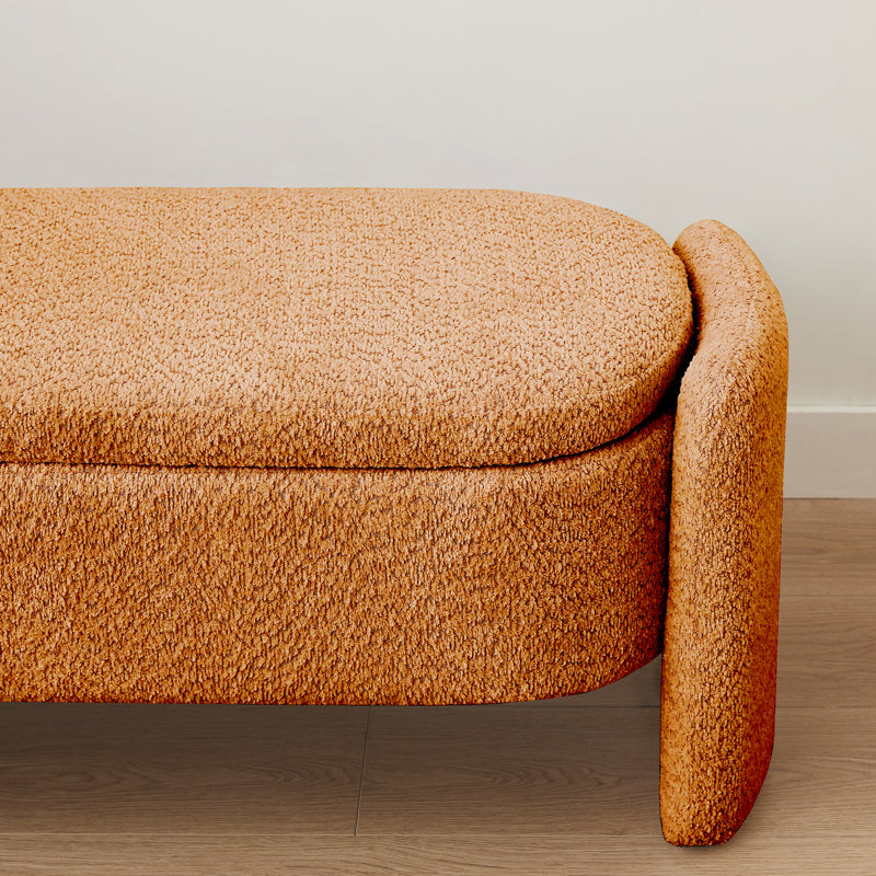 Upholstered Storage Bench, Orange