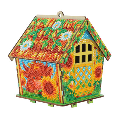 DIY 3D Wooden Block Diamond Painting House, Handcrafted Gem Mosaic Cottage Tabletop Decor Craft Kit
