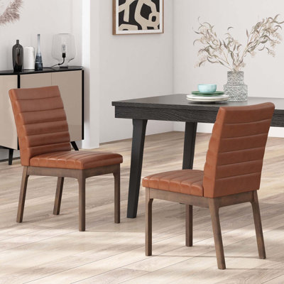 Chaises de salle à manger rembourrées avec pieds en caoutchouc (ensemble de 2)