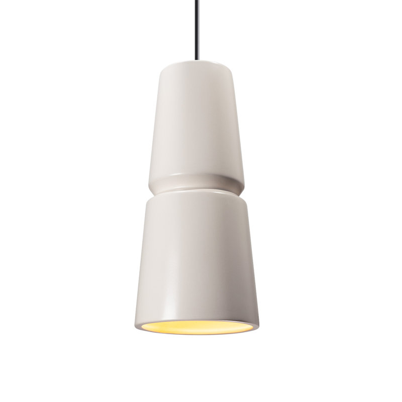 Luminaire suspendu conique à 1 lumière Logan, H 18 po x l 8 po x P 8 po, Blanc mat, Noir mat