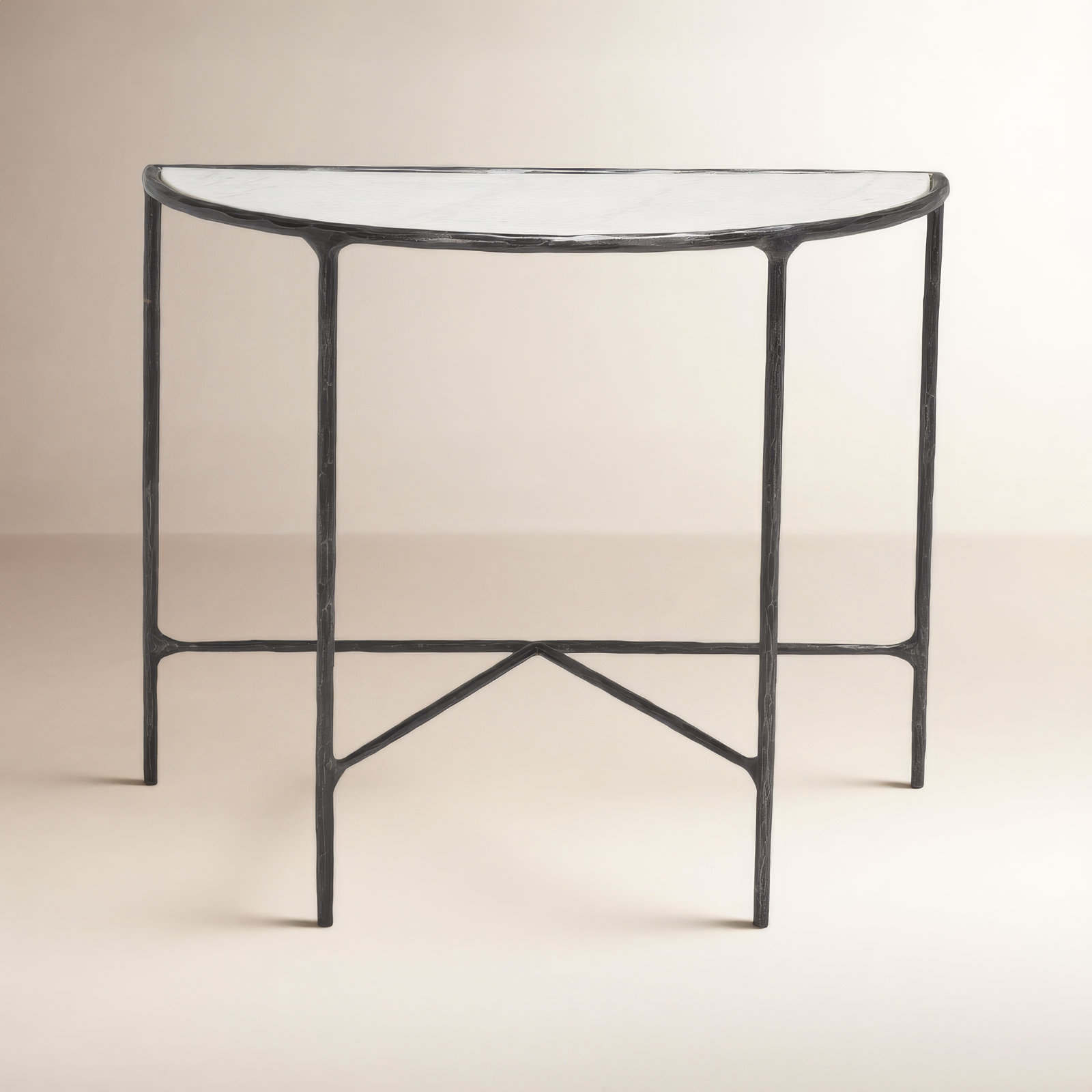 Evelynn 36'' Console Table, White Marble, Black
