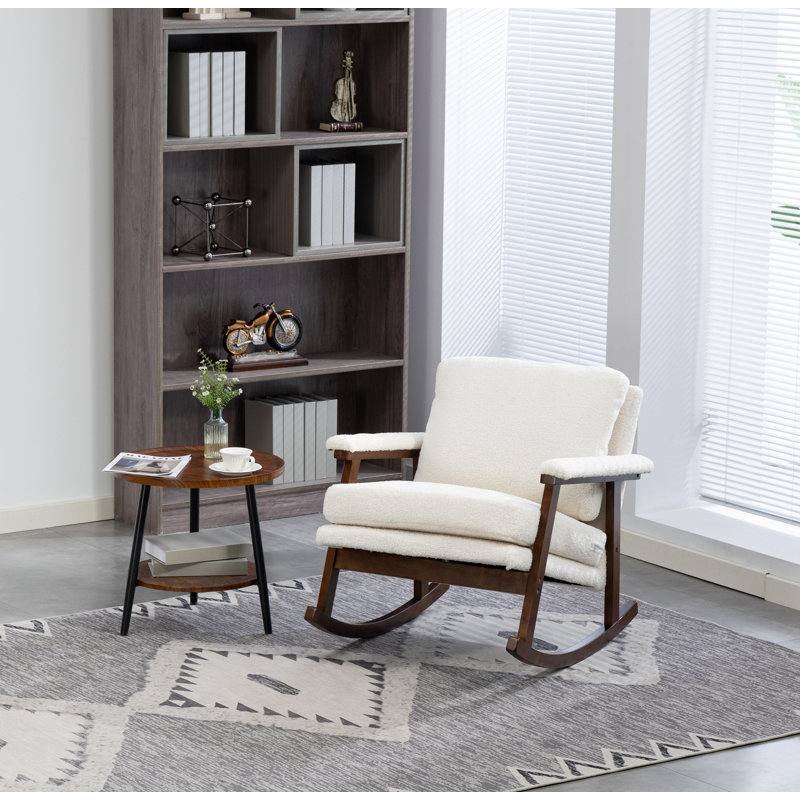 Chaise d'appoint Mid-Century moderne, chaise berçante avec structure en bois, chaises de salon rembourrées