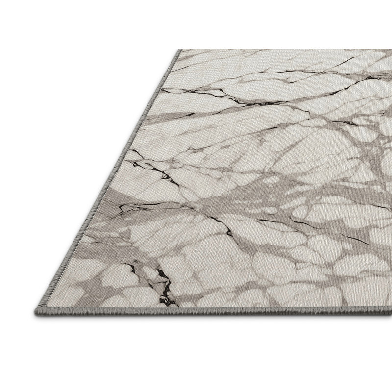 Machine Washable Gray Area Rug, Rectangle 5' x 8'