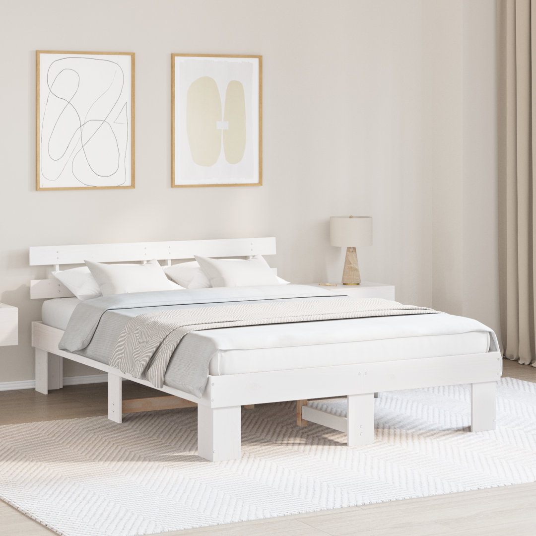 Vidaxl Bed Frame With Headboard Solid Pine Wood