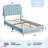 Twin/Twin XL Bed Frame with Storage Headboard Velvet Upholstered Platform Bedframe for Kids No Box Spring Needed-1710809232