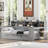 Twin Gray Wooden Daybed With Storage Shelving, Two Compartments And A Study Desk For Bedroom Space Maximization Wood Multi - Layer Layout, Drawers Function Enhancement-874828992