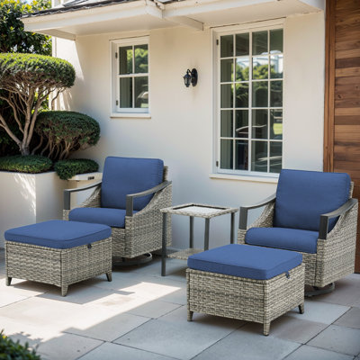 Eugley Wicker 2 - Person Patio Conversation Sets with Cushions