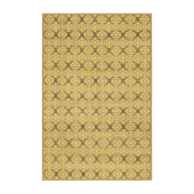 Tapis oriental oriental jaune / noir 7 pi x 9 pi fabriqué à la machine