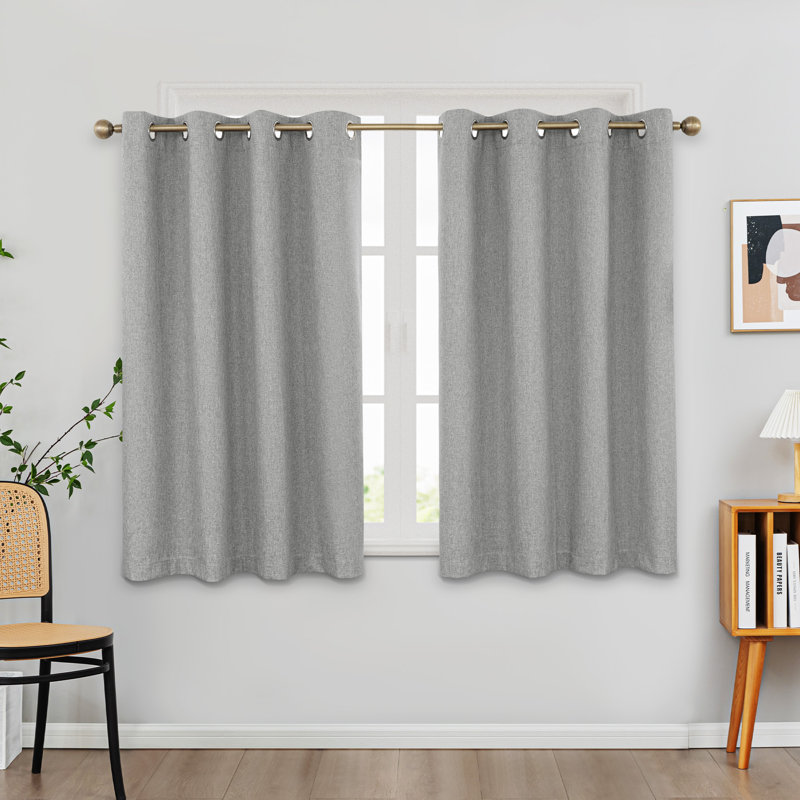 100% Blackout Thermal Insulated Polyester Curtain Pair, Gray, 52" W x 54" L
