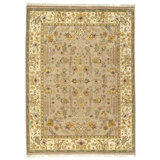 Hand Knotted Wool Area Rug in Rust And Ivory