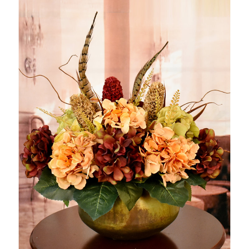 Faux Silk Hydrangea Arrangement in Pot