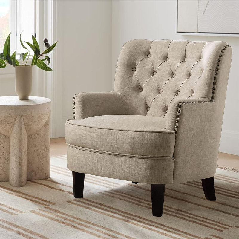 Chaise d'appoint rembourrée avec coussin moelleux Mid-Century