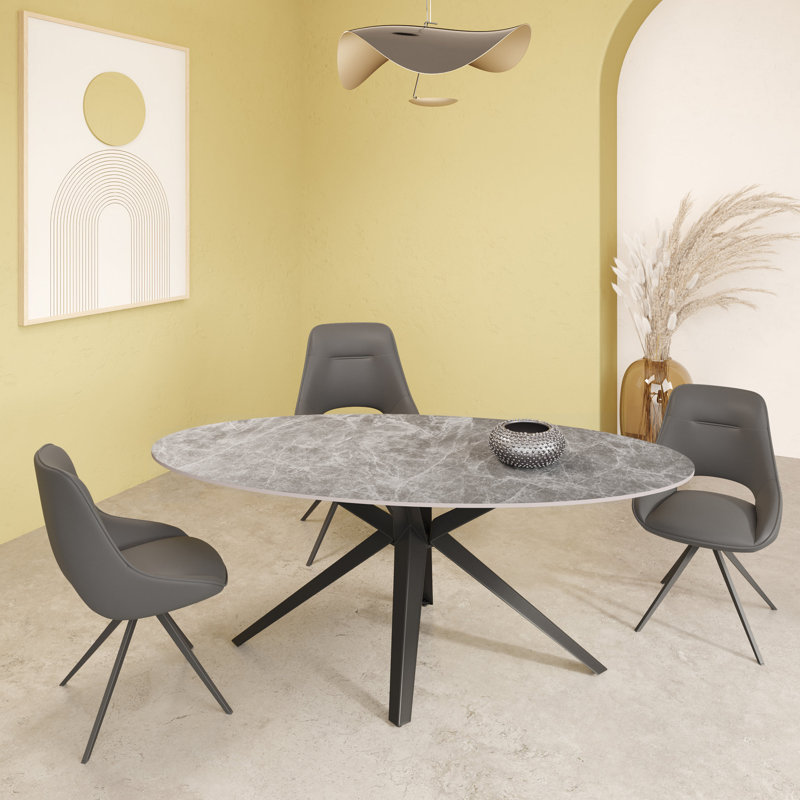 Colturo Oval Metal Base Dining Table, Grey