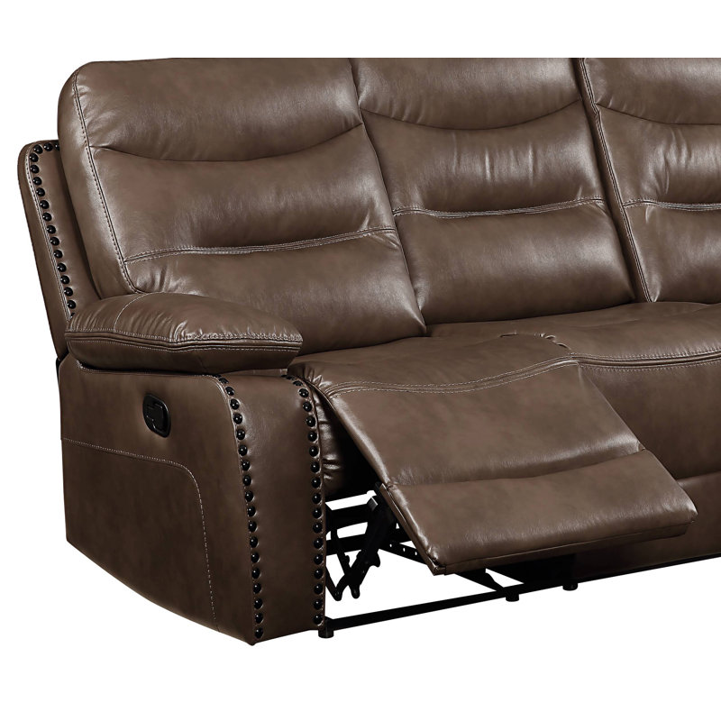 90.4'' Upholstered Reclining Sofa, Brown Leather Match