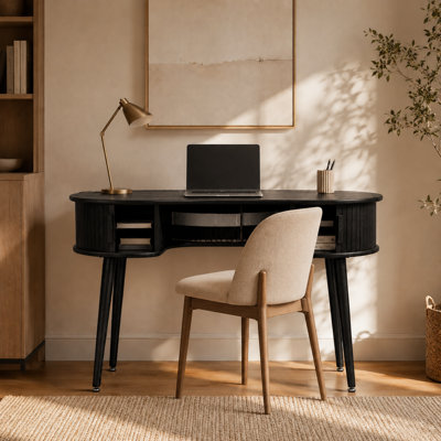 Stream Ripple Wood Writing Desk with Drawers