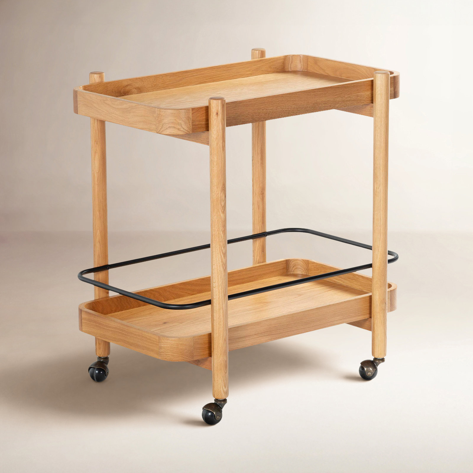 2-Shelf Wood Bar Cart, Natural