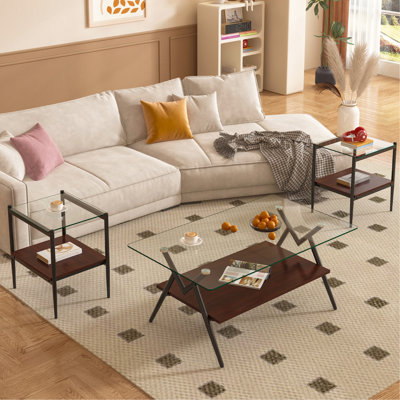 Ensemble de 3 tables basses et tables de bout
