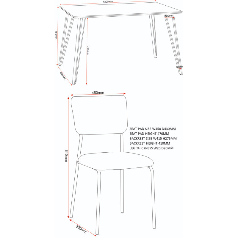 4 - Person Dining Set, White, Ivory Boucle
