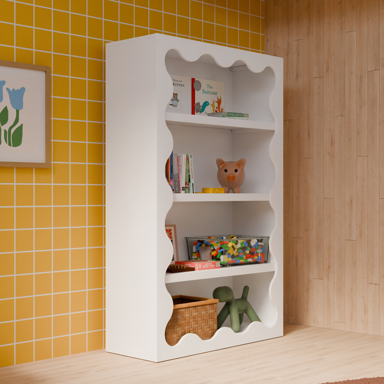 Lido Wave Bookcase, White