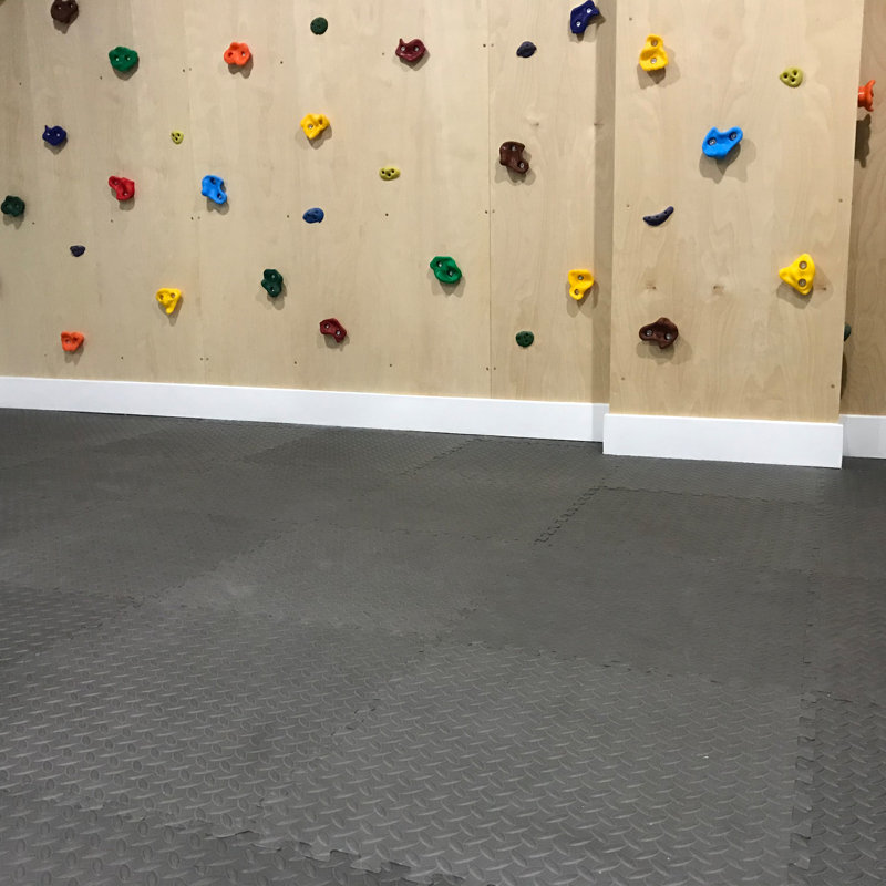 Carreaux de sol en mousse à motif de losanges de 5/8 po pour salle de sport, Noir