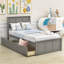 Twin Size 2 Drawers Wooden Platform Bed with Headboard-985179957