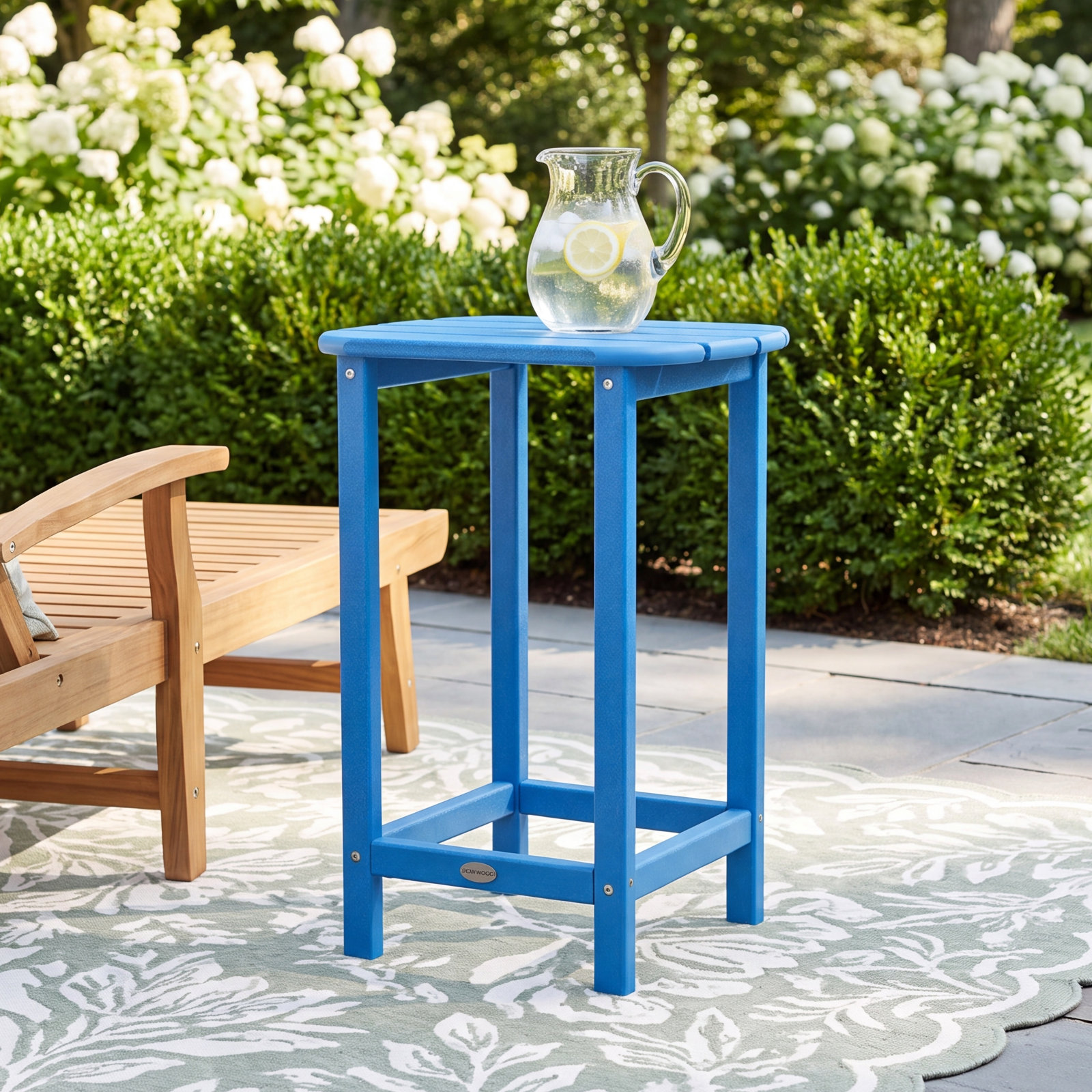 POLYWOOD® South Beach 19" Patio Side Table, Pacific Blue