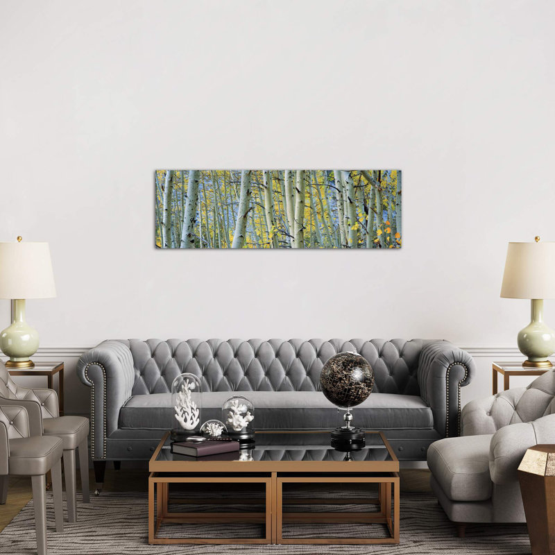 Aspen Trees In A Forest Rock Creek Lake, California, Usa by Panoramic Images - Wrapped Canvas Panoramic Print