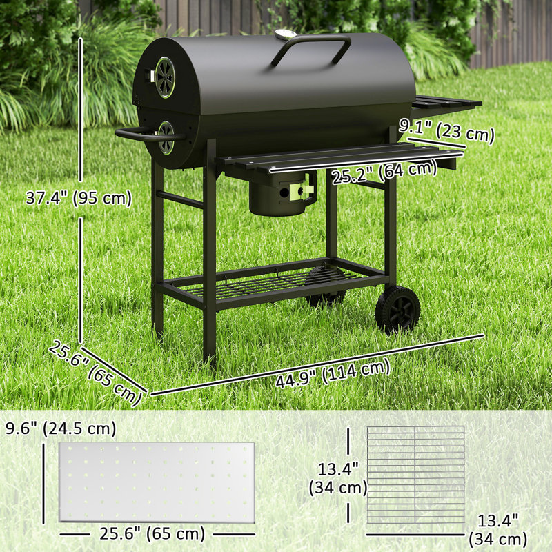 Barbecue au charbon avec table d'appoint pliable, barbecue